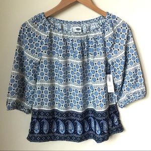 Old Navy NWT Blue Floral Top Juniors Size L